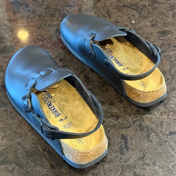Birkenstock Boston Tokio Black Leather Clogs Size 39 - Picture 3 of 16